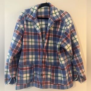 Plaid Button-Up Fleece Jacket